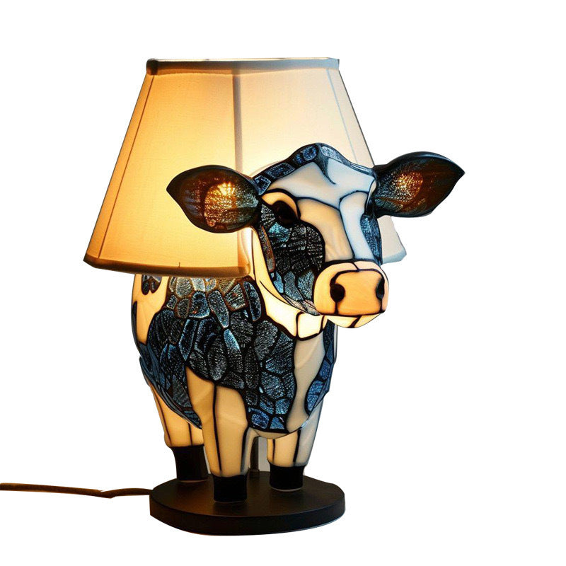 Premiere Lamps Decorative Cow Stained-Glass Imitation Lamp